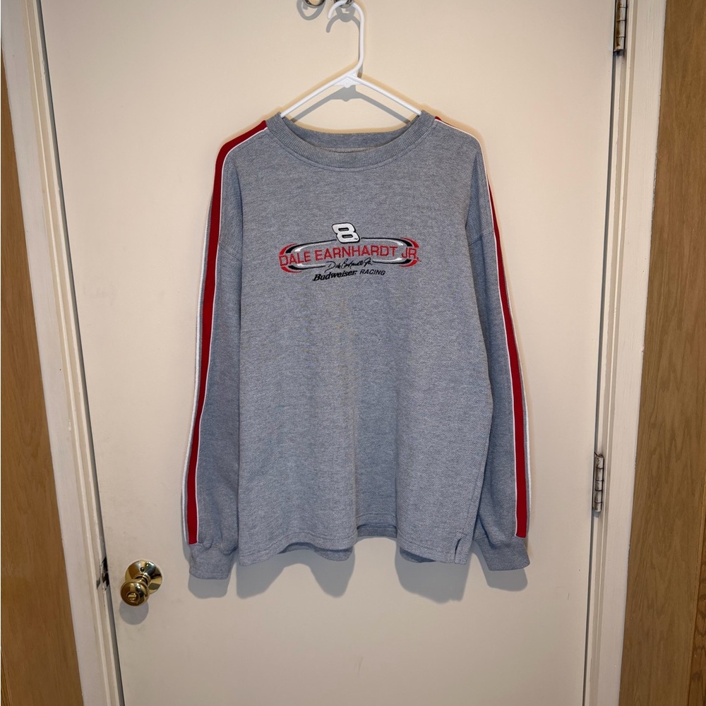 Vintage Dale Earnhardt Jr Budweiser Racing Crew Neck Embroidered Striped Size M - Picture 3 of 8